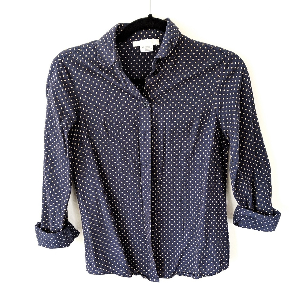 J Crew × Blue Button Down, Polka Dot detail